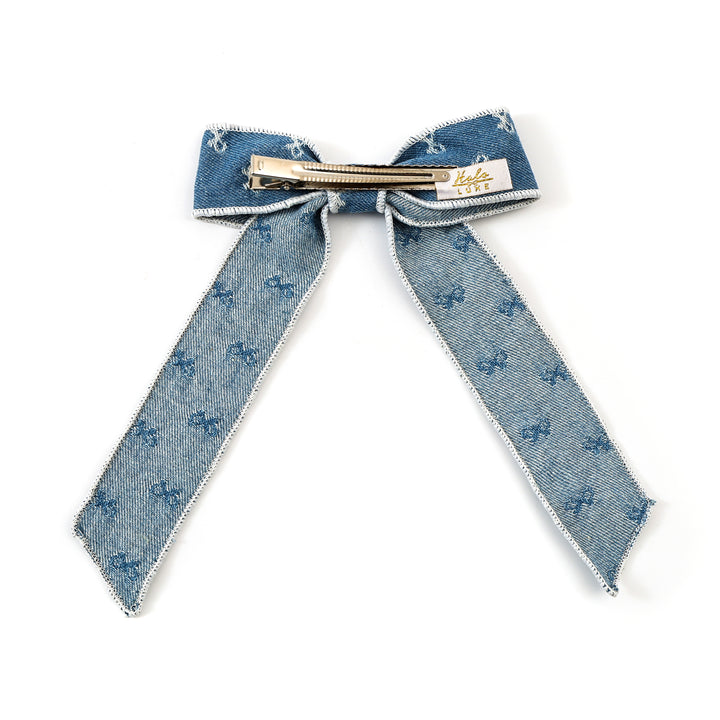 DSBL001 RAE SIGNATURE BOW PRINTED LONGTAIL CLIP LIGHT JEAN WASH