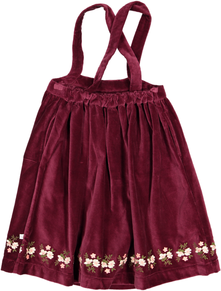 Annie Skirt-Dyed Cotton Velvet - Burgundy Colour