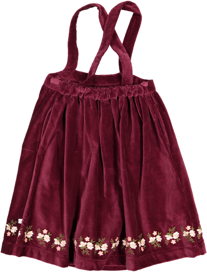 Annie Skirt-Dyed Cotton Velvet - Burgundy Colour
