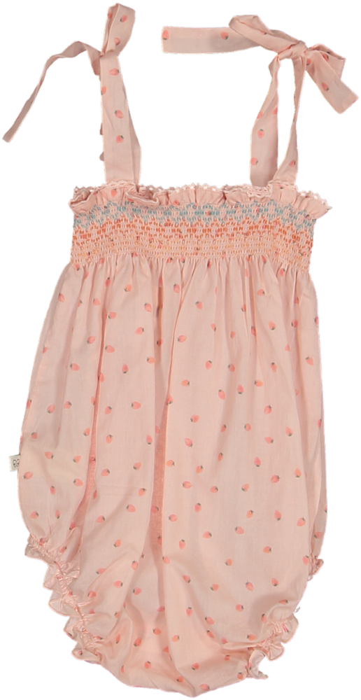 AUDREY SMOCKED/LUCY BUBBLE SET-Fraises Printed Cotton cambric