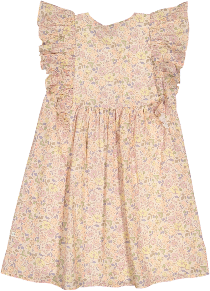 Clothilde Dress-Garden Flowers Muted Printed Cotton Cambric