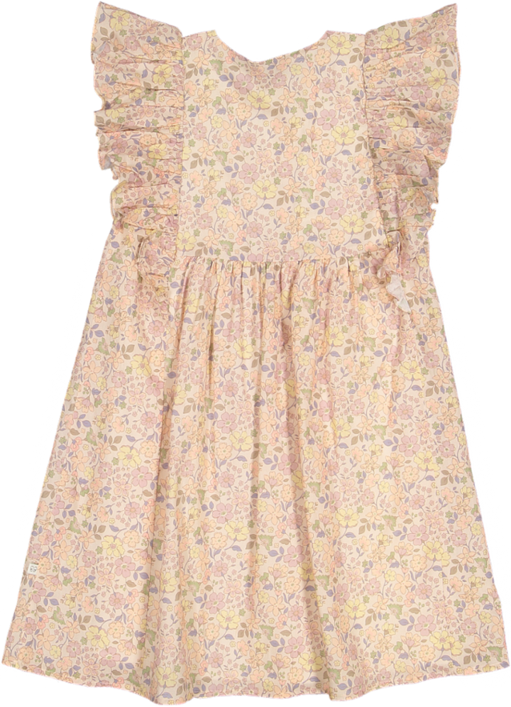 Clothilde Dress-Garden Flowers Muted Printed Cotton Cambric