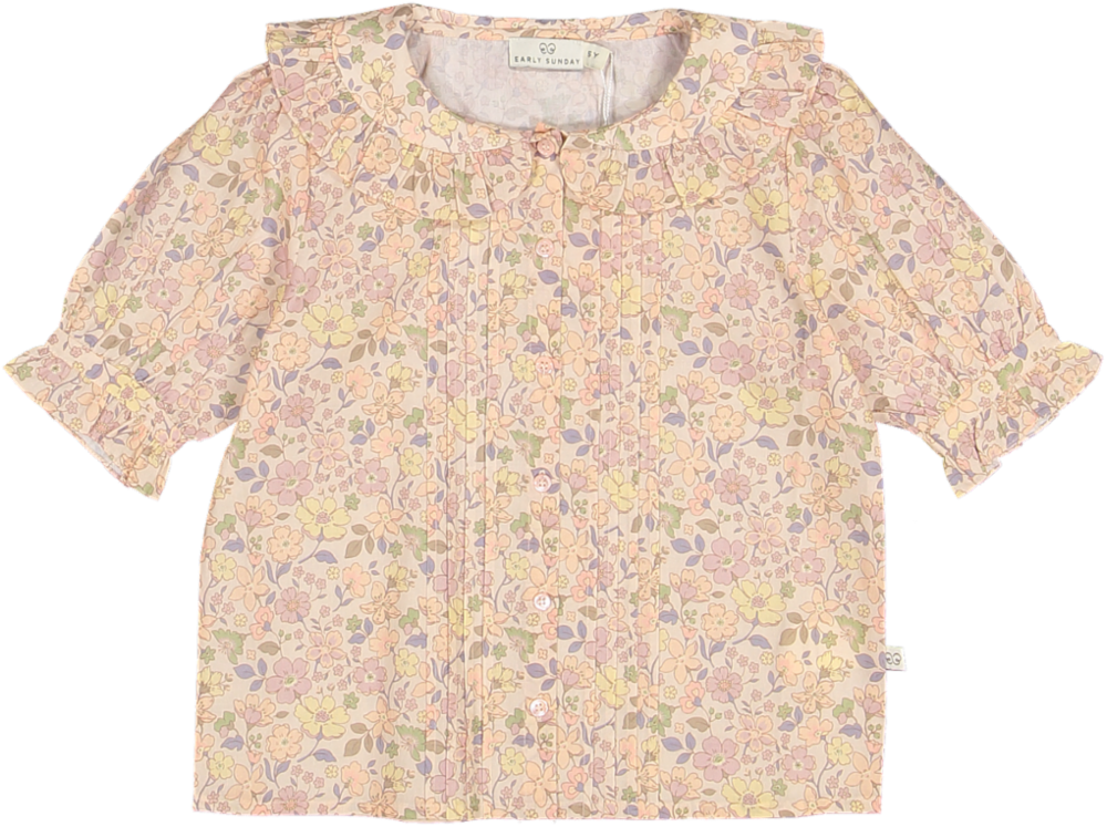 Ella Blouse-Garden Flowers Muted Printed Cotton Cambric