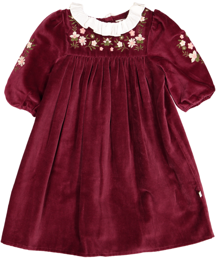 Erika Dress-Dyed Cotton Velvet - Burgundy Colour