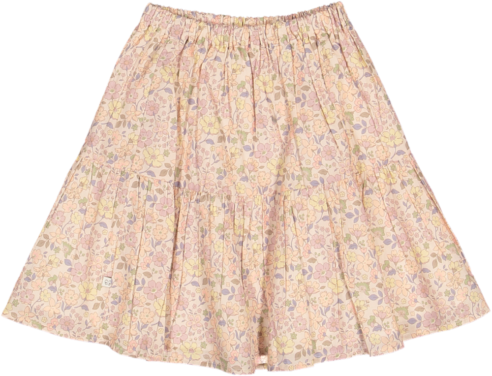 Joyce Skirt-Garden Flowers Muted Flower Printed Cotton Cambric