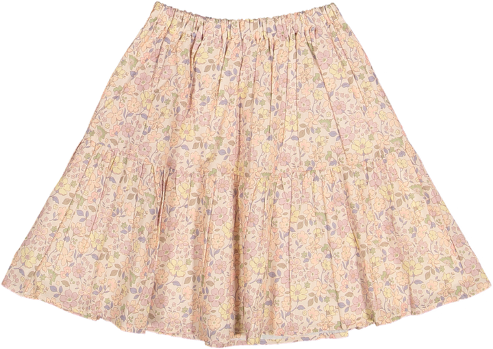 Joyce Skirt-Garden Flowers Muted Flower Printed Cotton Cambric