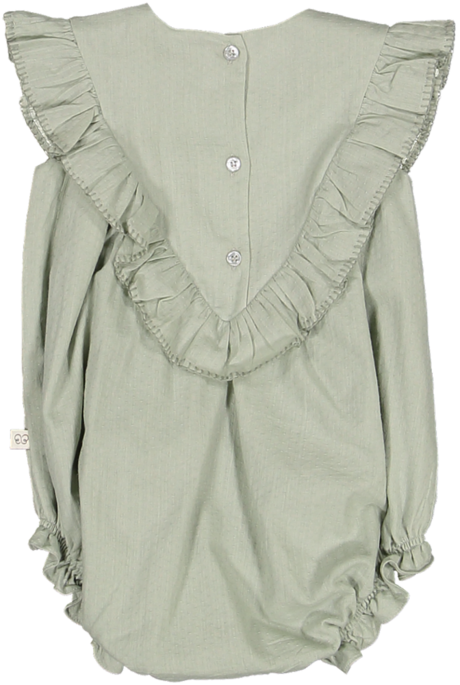 LUCY ROMPER-Cotton Swiss Dobby Tiny Dots-Sage