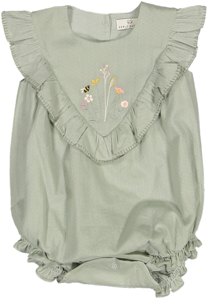 LUCY ROMPER-Cotton Swiss Dobby Tiny Dots-Sage