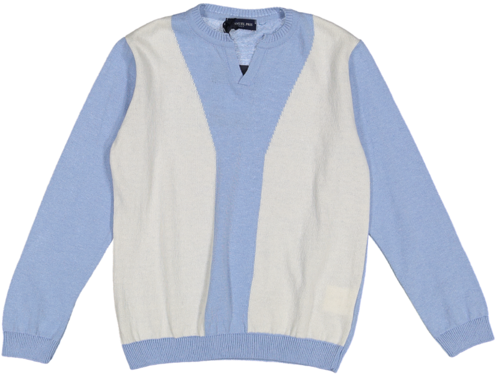 ETS3117ML-Sweater Long Sleeve-Ocean/Off Wht