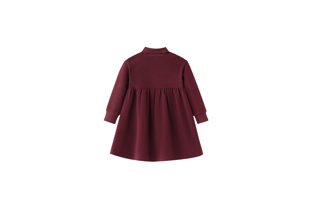 HEART ICON TURTLENECK DRESS-BURGUNDY