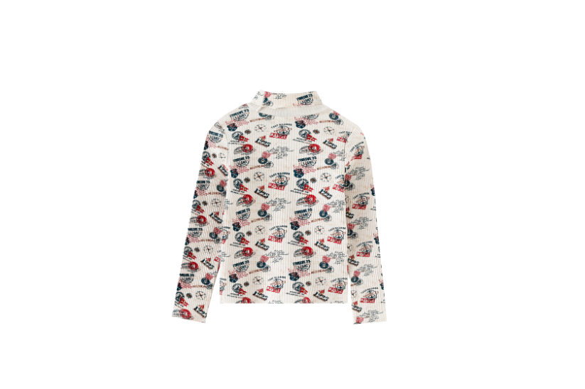 VOYAGE PRINTED TURTLENECK-STONE MULTI