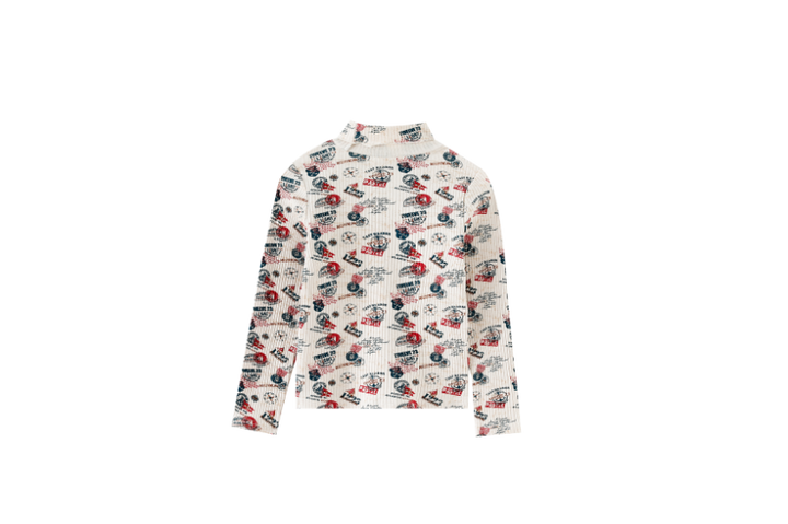 VOYAGE PRINTED TURTLENECK-STONE MULTI