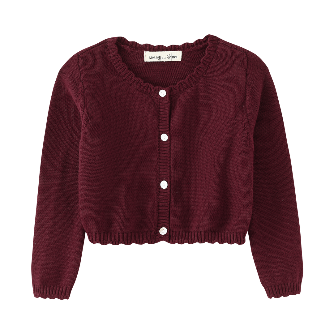 BUTTON FRONT CARDIGAN-BURGUNDY