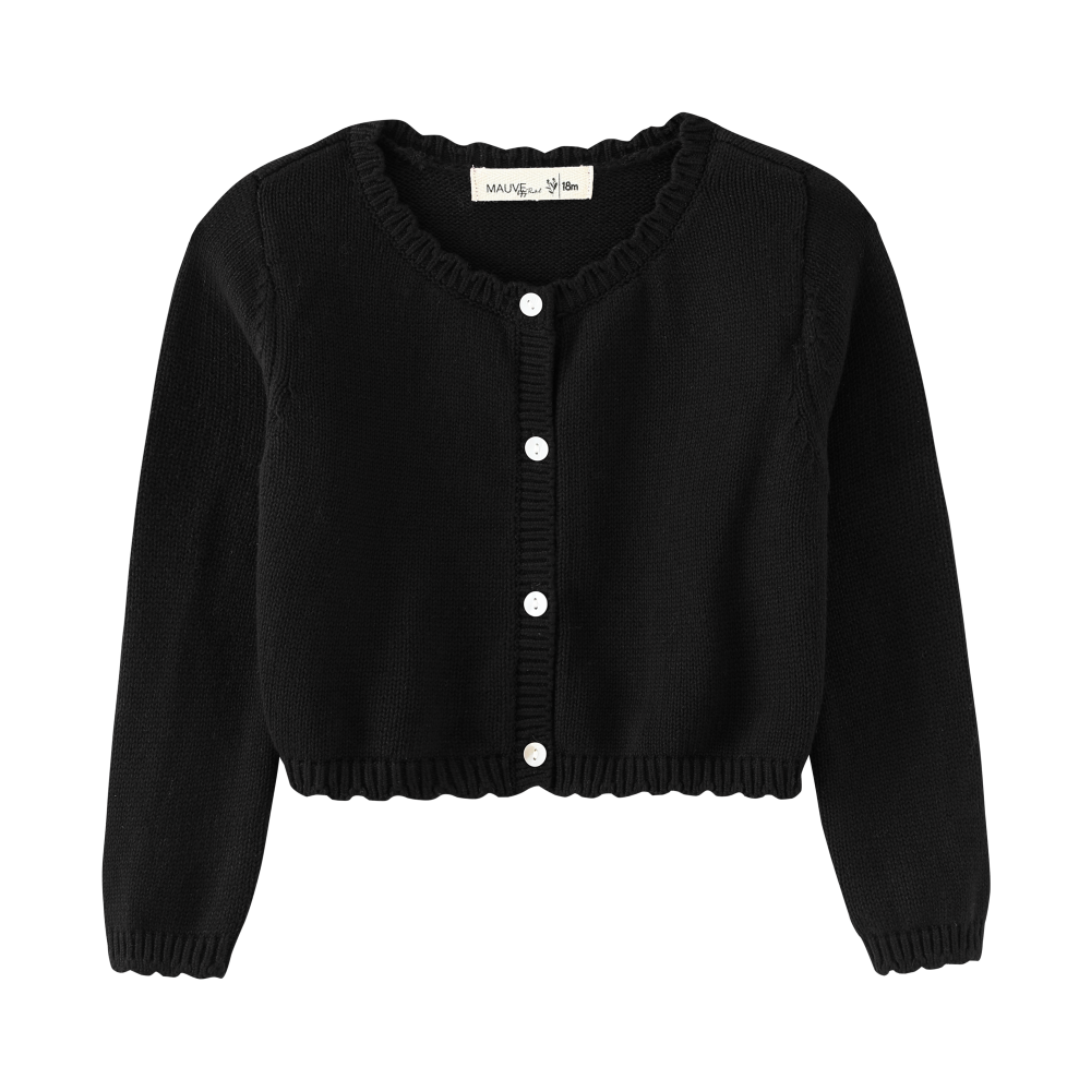 BUTTON FRONT CARDIGAN-BLACK