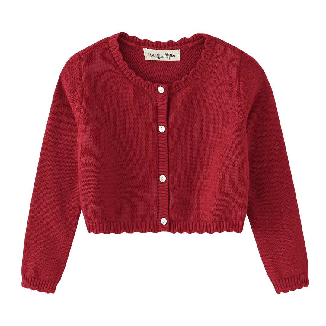 BUTTON FRONT CARDIGAN-RED
