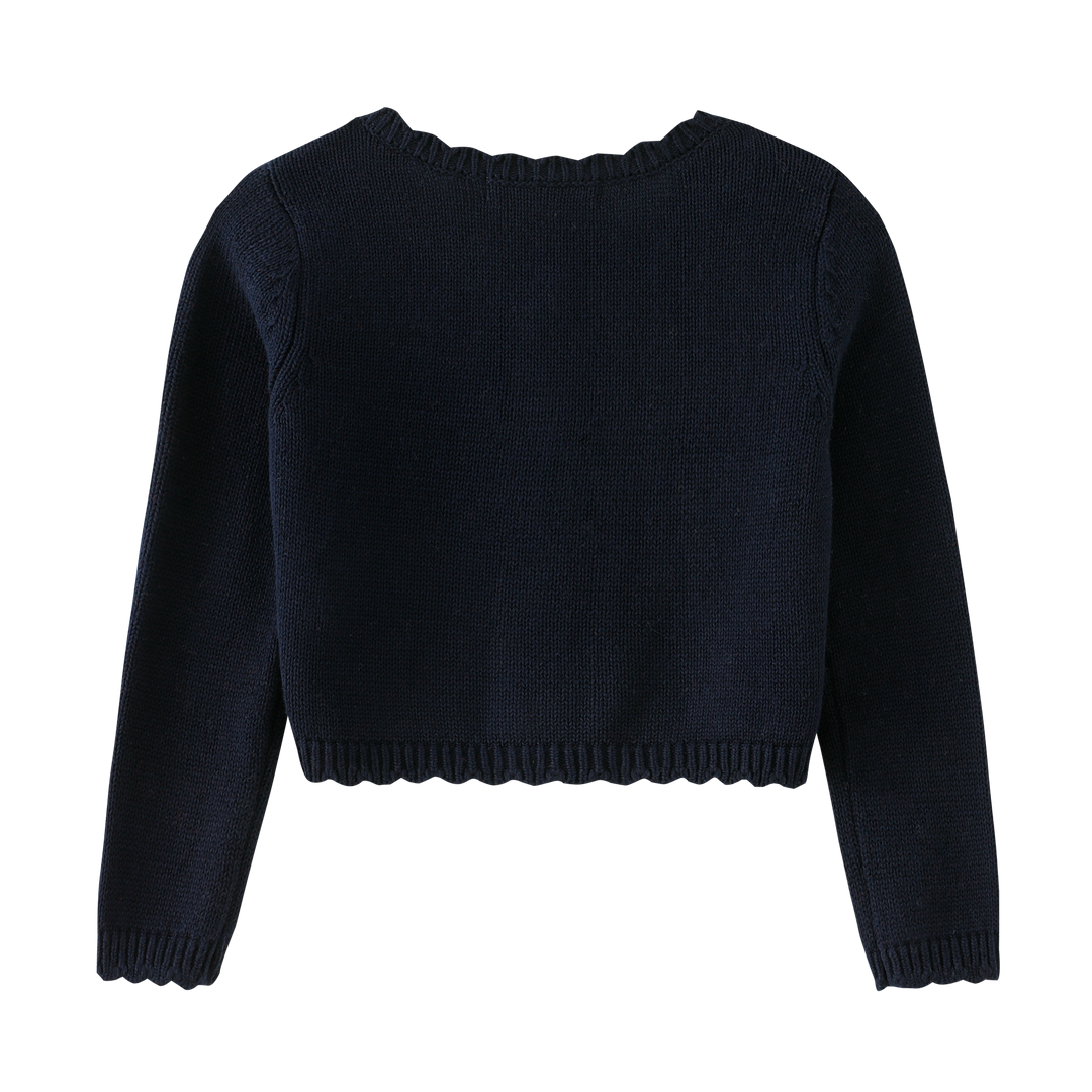 BUTTON FRONT CARDIGAN-NAVY