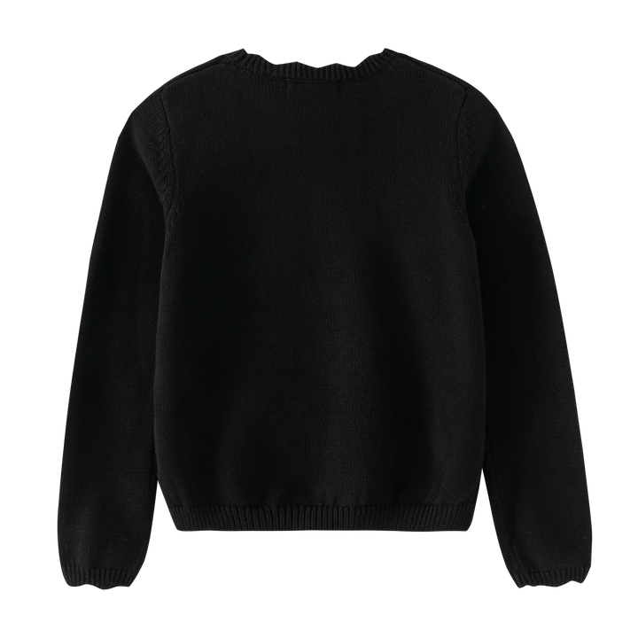SCALLOPED SHABBOS SWEATER-BLACK