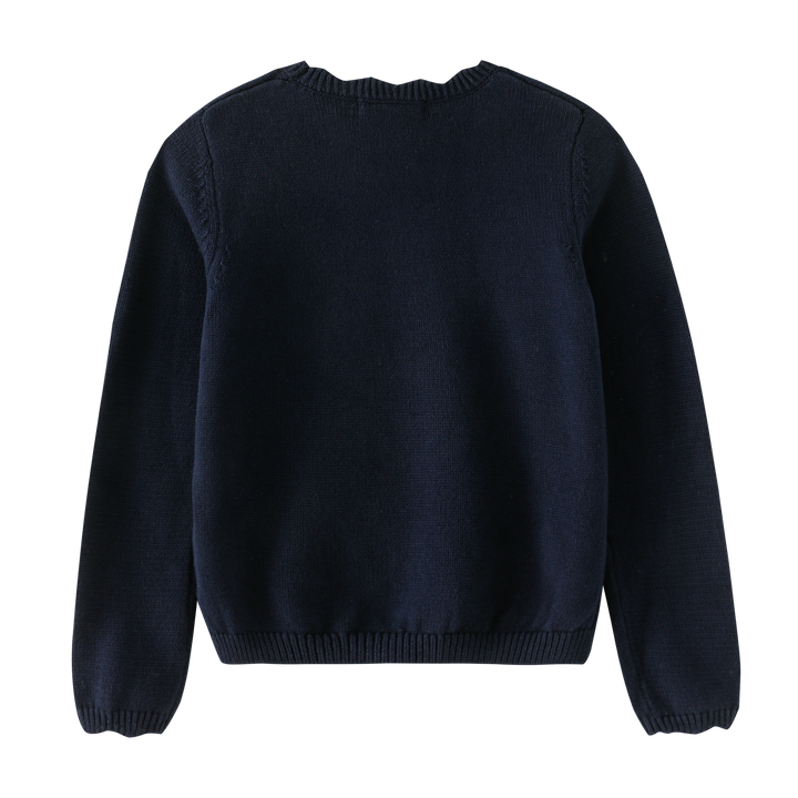 SCALLOPED SHABBOS SWEATER-NAVY