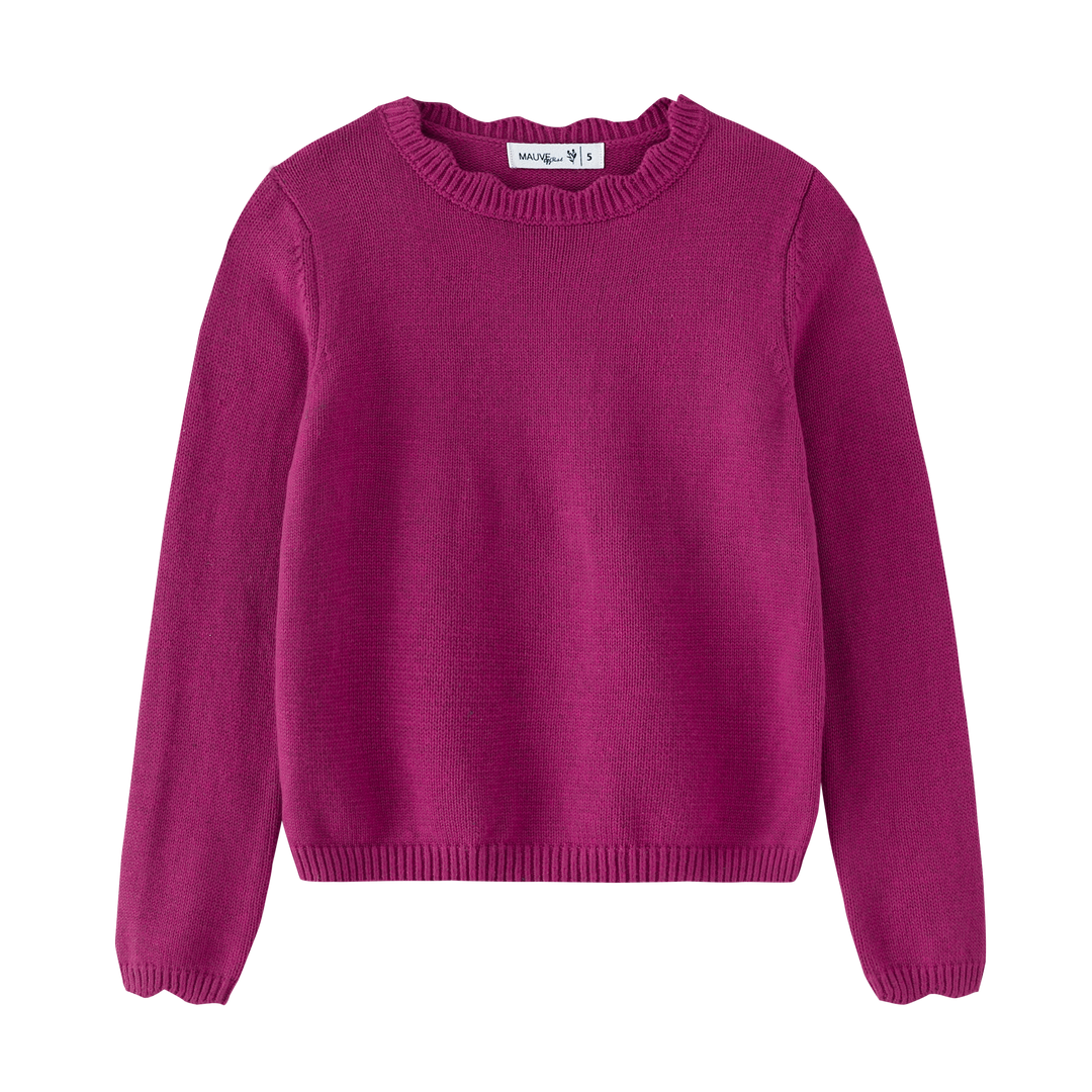 SCALLOPED SHABBOS SWEATER-MAGNETA