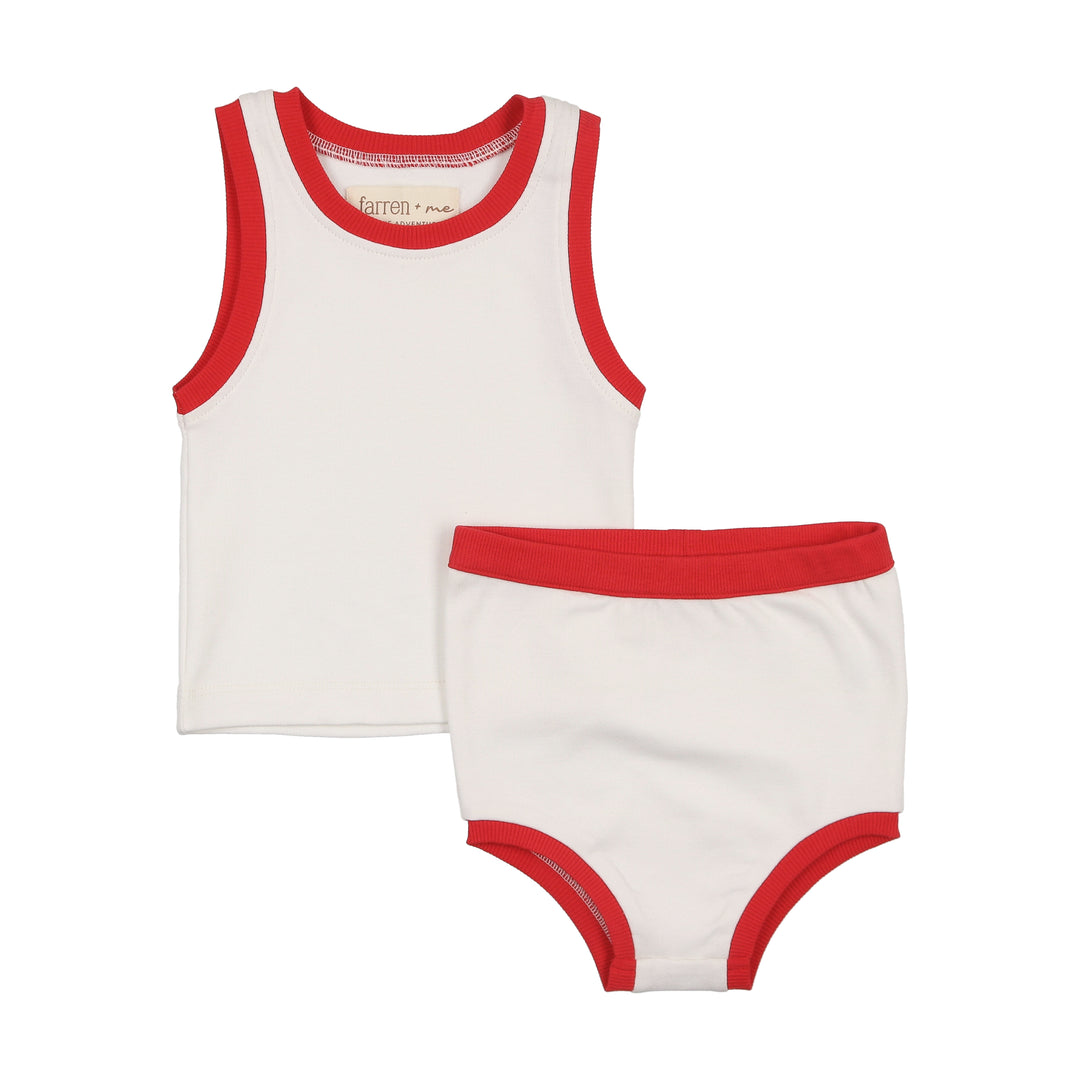 Farren & Me Tennis Tank Set - Ecru/Red Farren & Me Tennis Tank Set - Ecru/Red