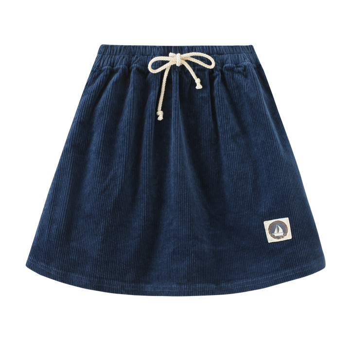CORDUROY SKIRT WITH CENTER TIE-ROYAL BLUE