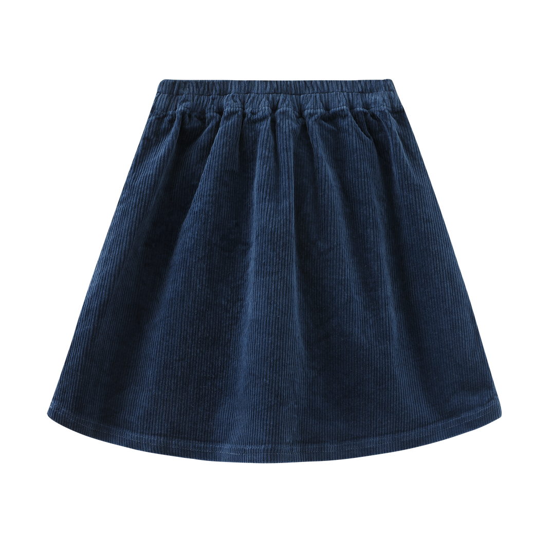 CORDUROY SKIRT WITH CENTER TIE-ROYAL BLUE