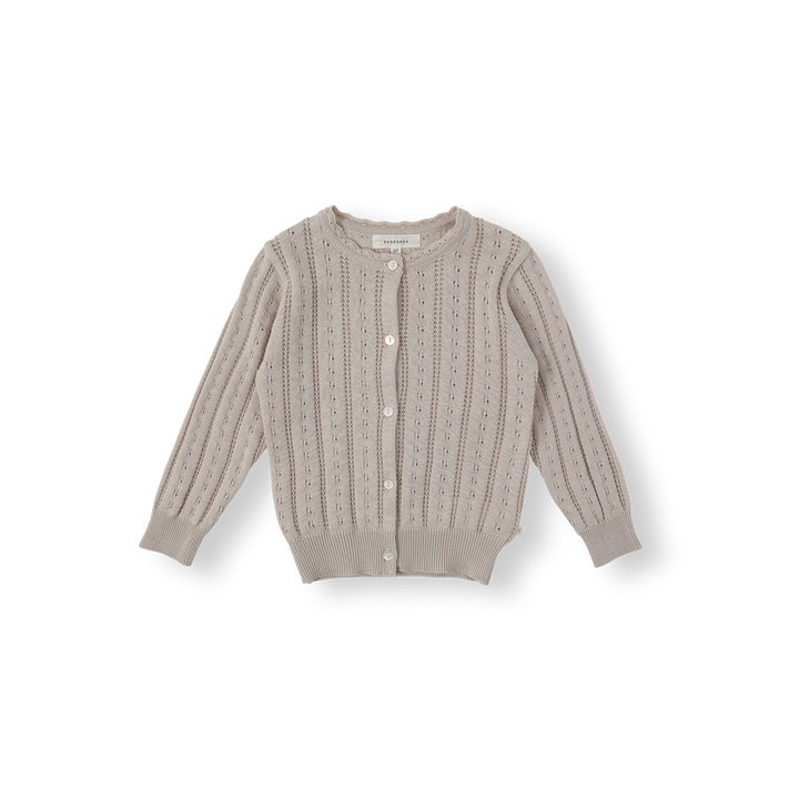 BNG26SCR09 FLUTTER EYELET KNIT CARDIGAN - INDI PINK