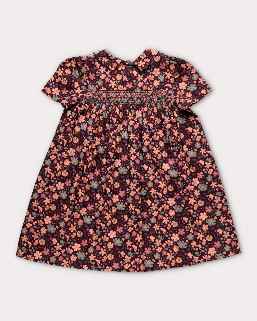FC-FW26-00016 ERIKA DRESS LONG - SATIN GARDEN FLOWER PLUM