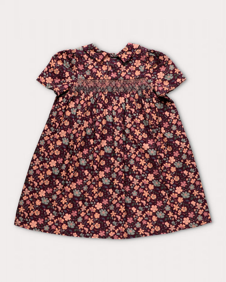 FC-FW26-00016 ERIKA DRESS SHORT - SATIN GARDEN FLOWER PLUM