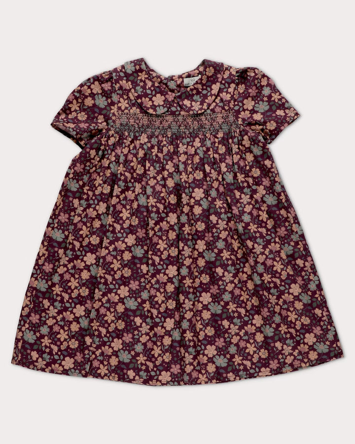 FC-FW26-00016 ERIKA DRESS SHORT - SATIN GARDEN FLOWER PLUM