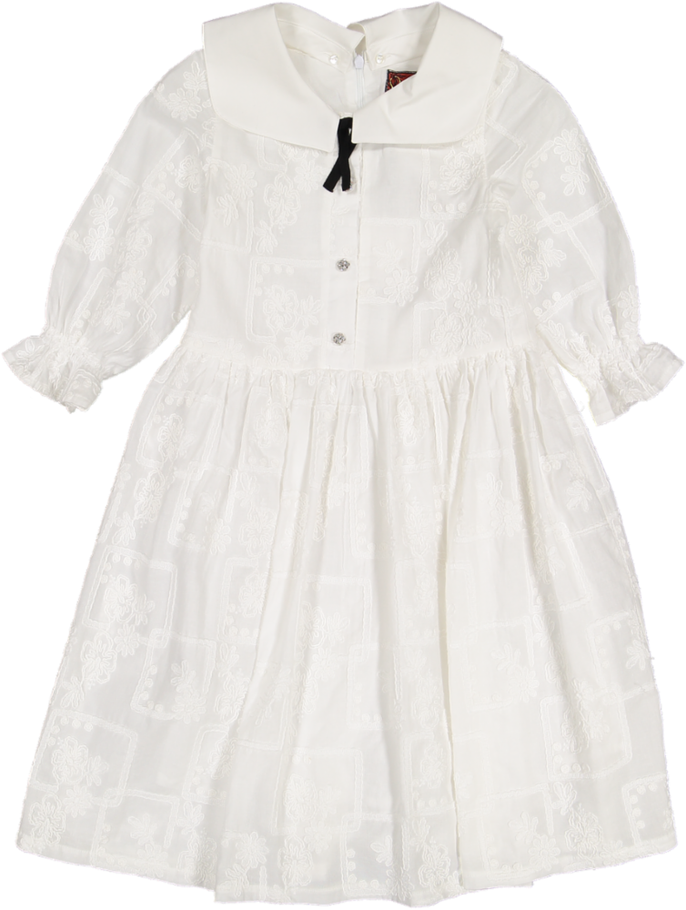 SPECIAL GCKSS2504-COSTANZA DRESS-SANGALLO LACE WHITE 3/4 SLEEVE