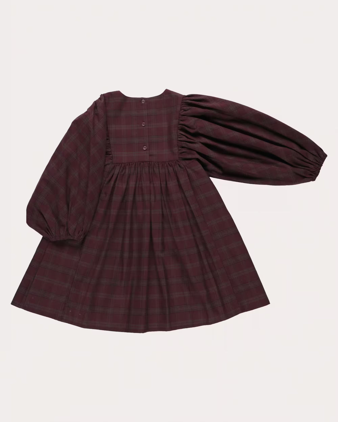 FB-FW26-00009 BELLE DRESS LONG - YARN-DYED CHECKS PLUM