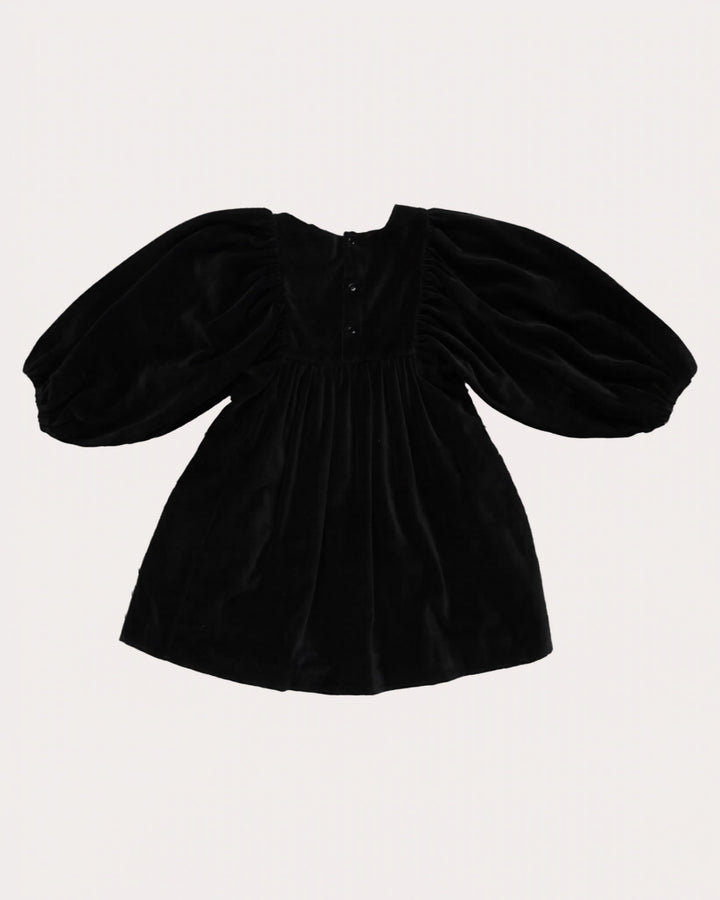 FB-FW26-00007 BELLE DRESS SHORT - VELVET VELOURS BLACK