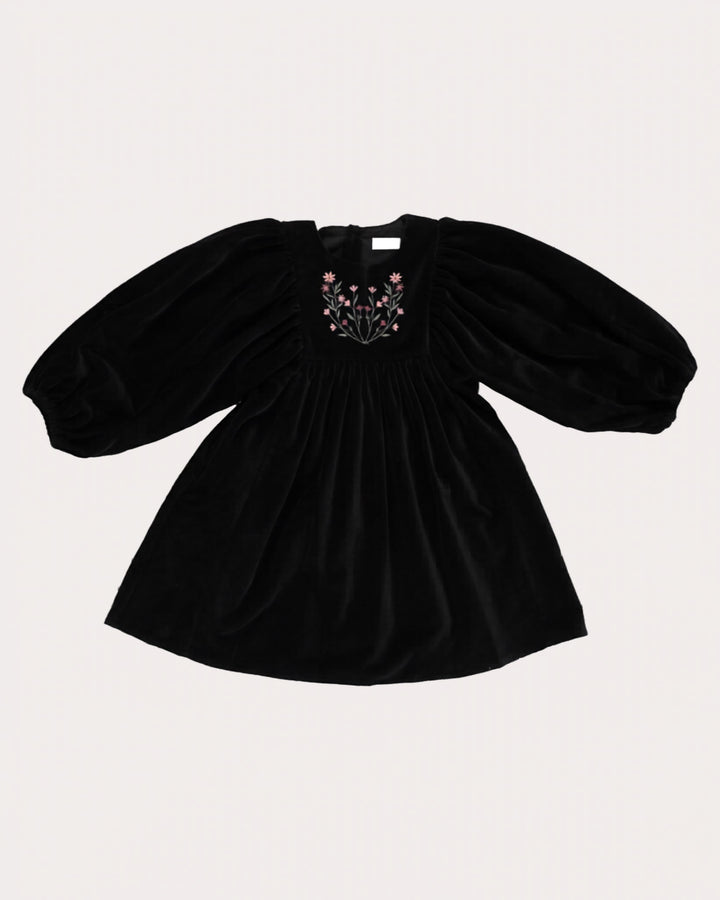 FB-FW26-00007 BELLE DRESS LONG - VELVET VELOURS BLACK