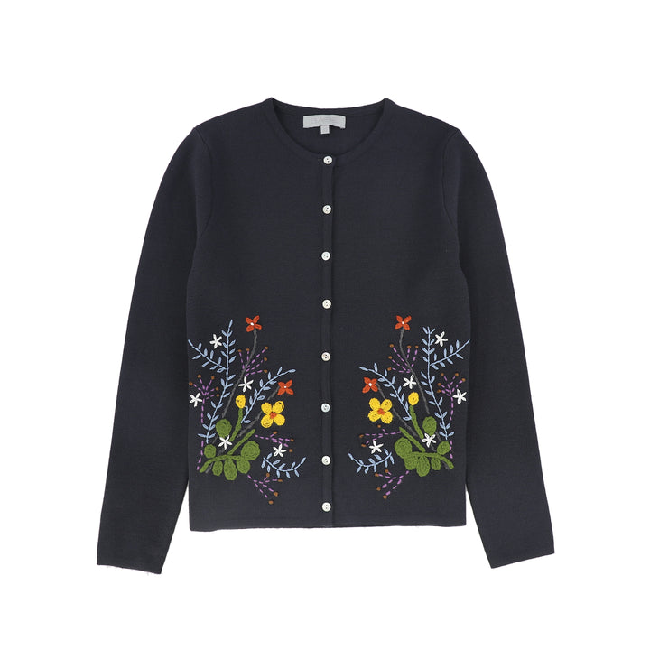 C-23212-Embroidered Cardigan -Grey