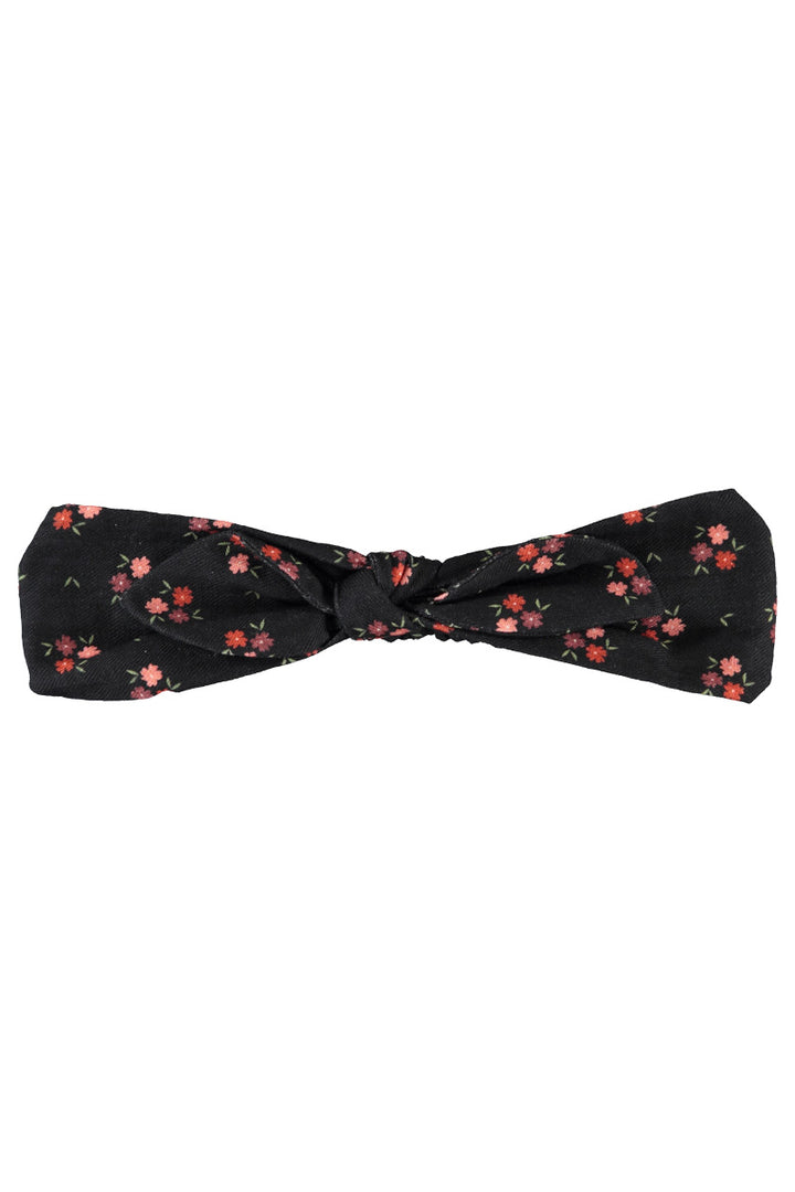 AC2615A HEADBAND W/ BOW - BLACK W/ MULTICOLOR FLOWERS