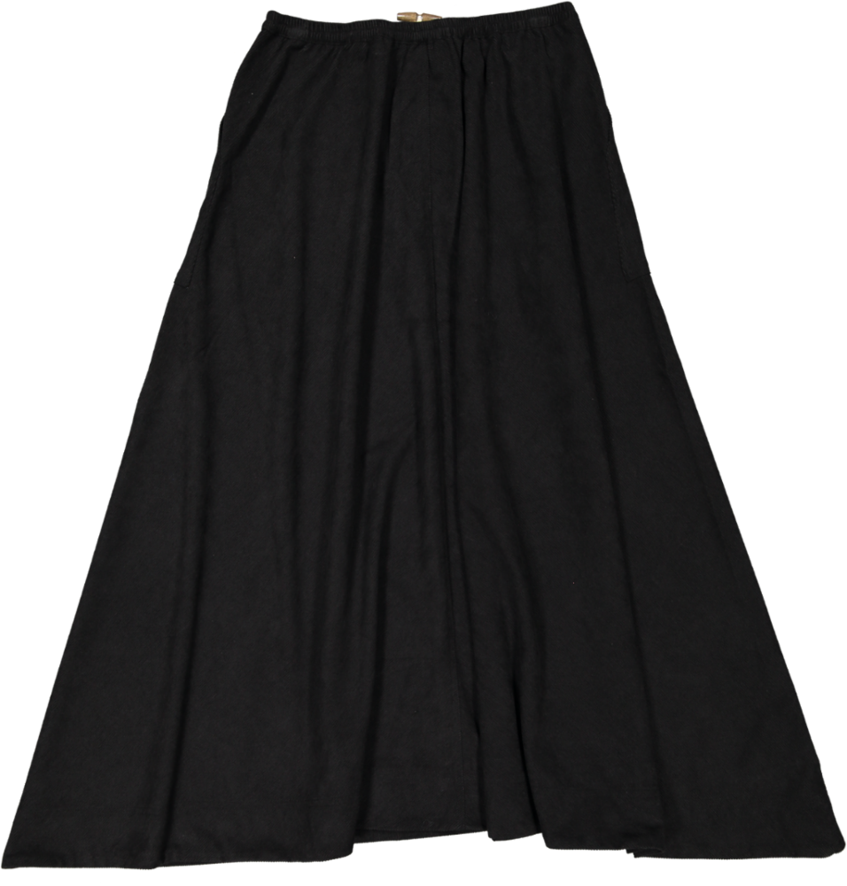 HSK876-PANELED CORD SKIRT-BLACK