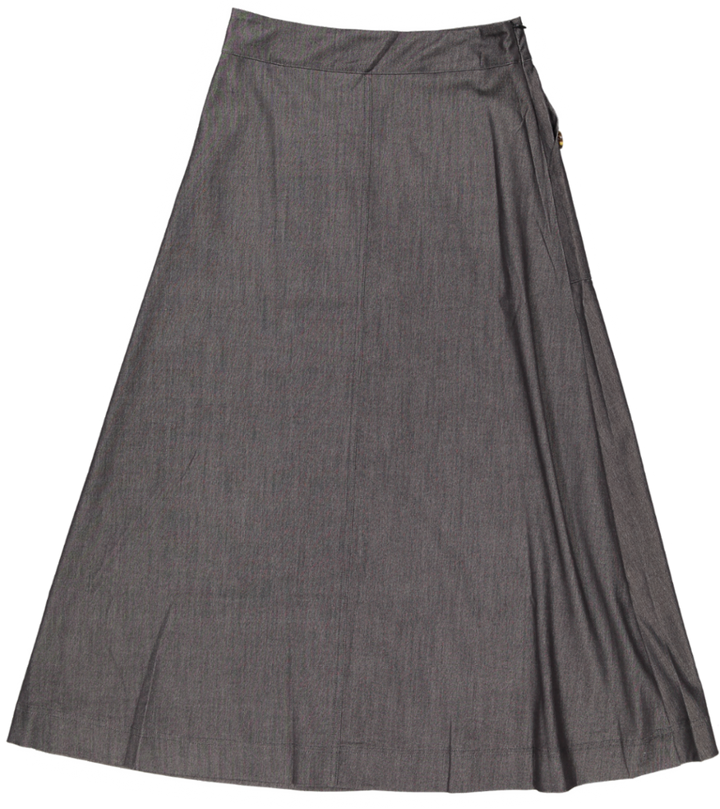 HSK878-DRILL SKIRT-BLACK