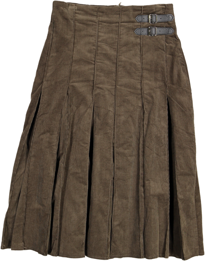 HSK880-SKIRT WITH BUCKLES-OLIVE