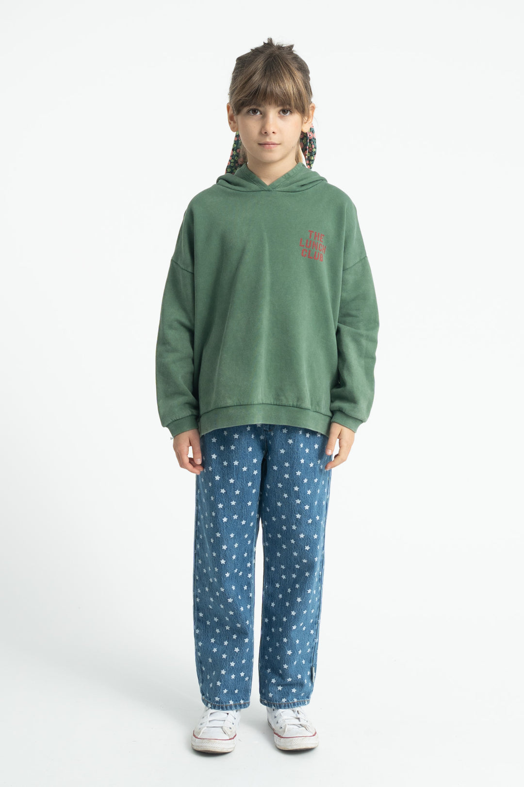 FLP2613 HOODIE - GREEN W/ APPLE PRINT