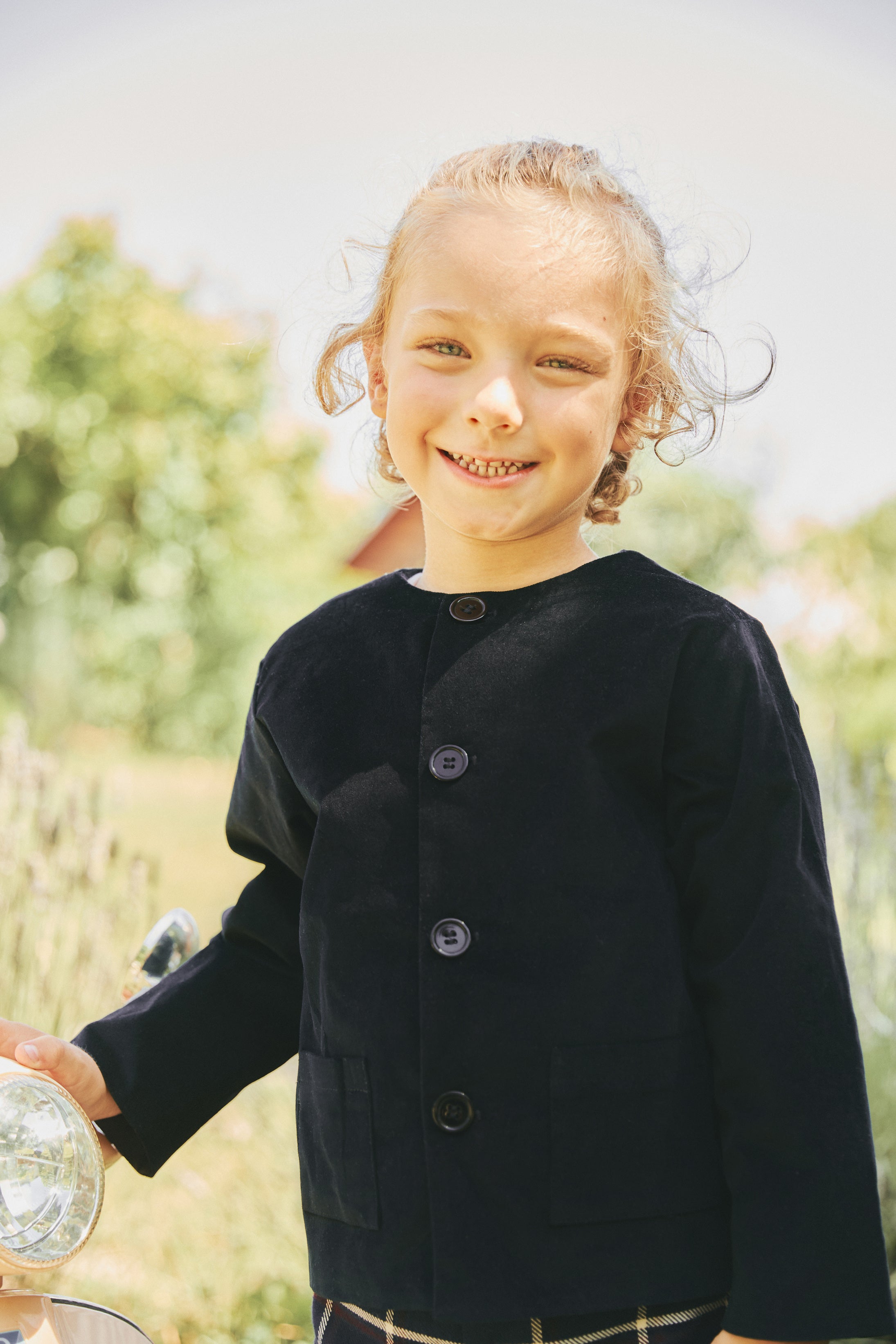 HUGO JACKET WITH BUTTONS IN FRONT IN BLACK VELUR – whoopikids