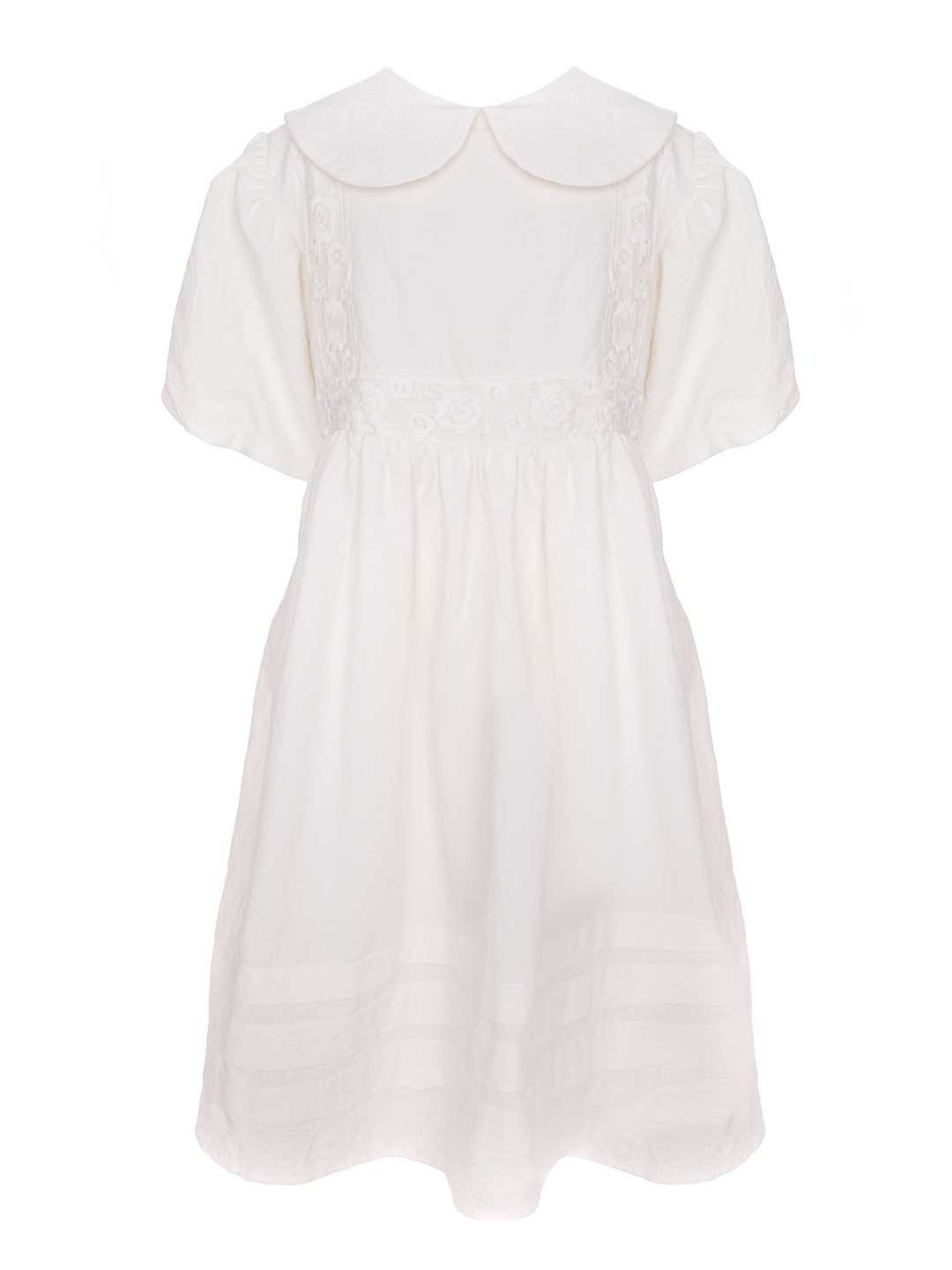 JACQUELINE DRESS-WHITE COTTON WITH LACE INSERTION