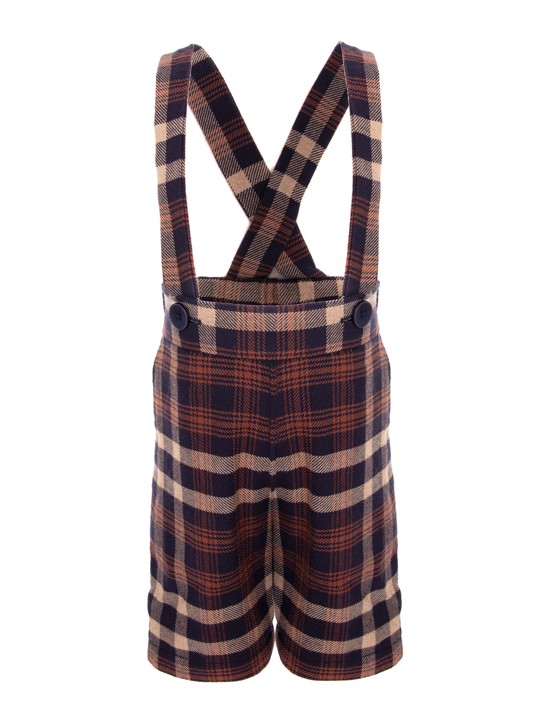 CLEMENT SHORT PANTS  BROWN AND BLUE PLAIDS WITH SUSPENDERS