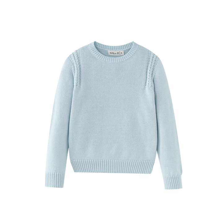 SWEATER WITH SHOULDER TRIM-BLUE