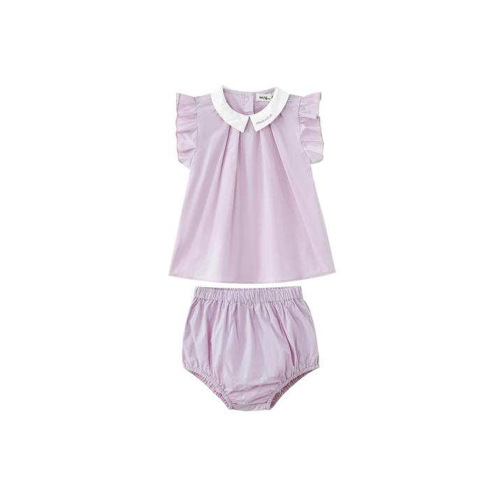 PINTUCK BLOOMER SET WITH COLLAR-LAVENDER