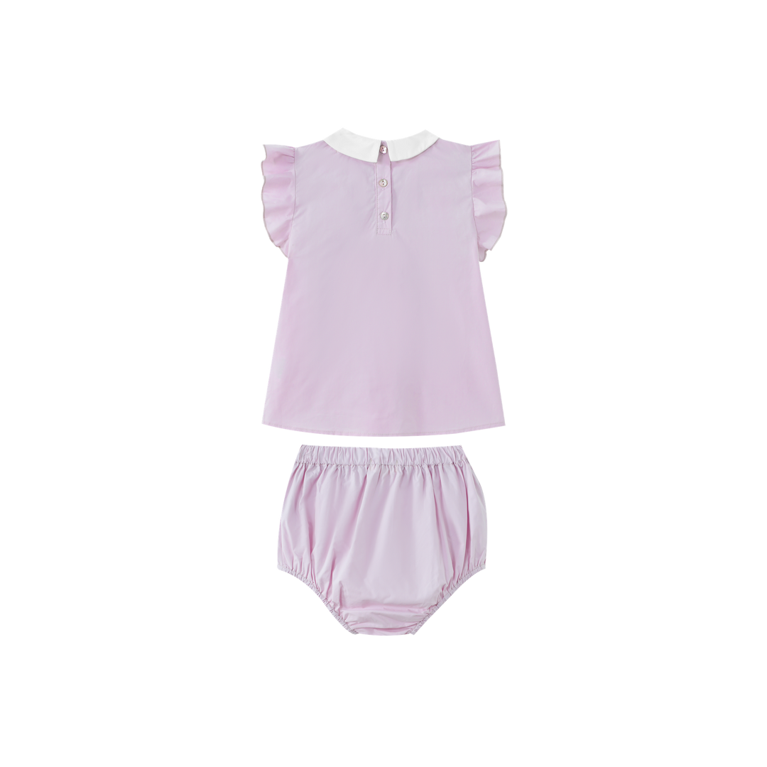 PINTUCK BLOOMER SET WITH COLLAR-LAVENDER