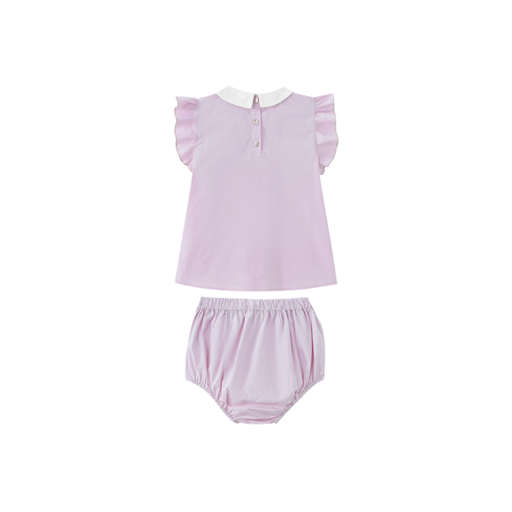 PINTUCK BLOOMER SET WITH COLLAR-LAVENDER