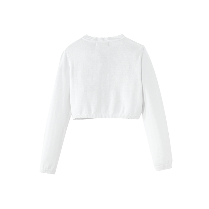 SCALLOPED EDGE CARDIGAN-WHITE