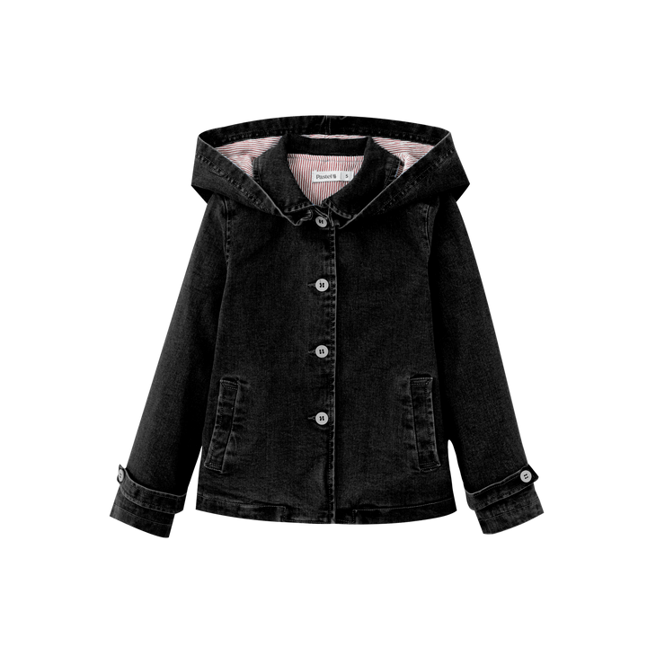 DENIM HOODED JACKET-BLACK DENIM