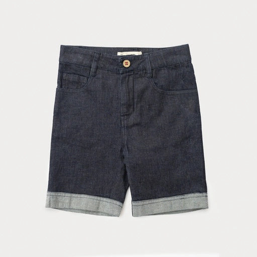 CUFFED SHORT PANTS-DARK DENIM